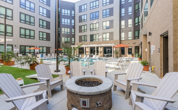 the nest at university center luxury off campus apartments adjacent to winthrop university resort style pool courtyard fire pit