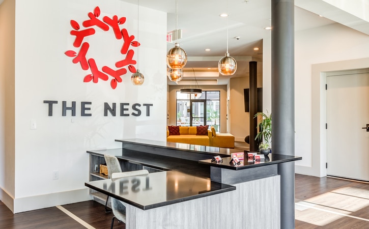 the nest at university center luxury off campus apartments near winthrop university front desk leasing office